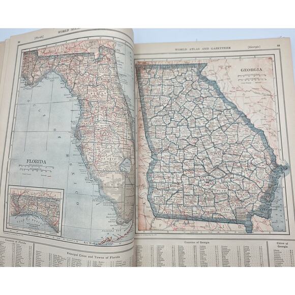 Antique 1922 Edition New World Atlas And Gazatteer P. F. Collier And Son Comapny - Picture 6 of 10